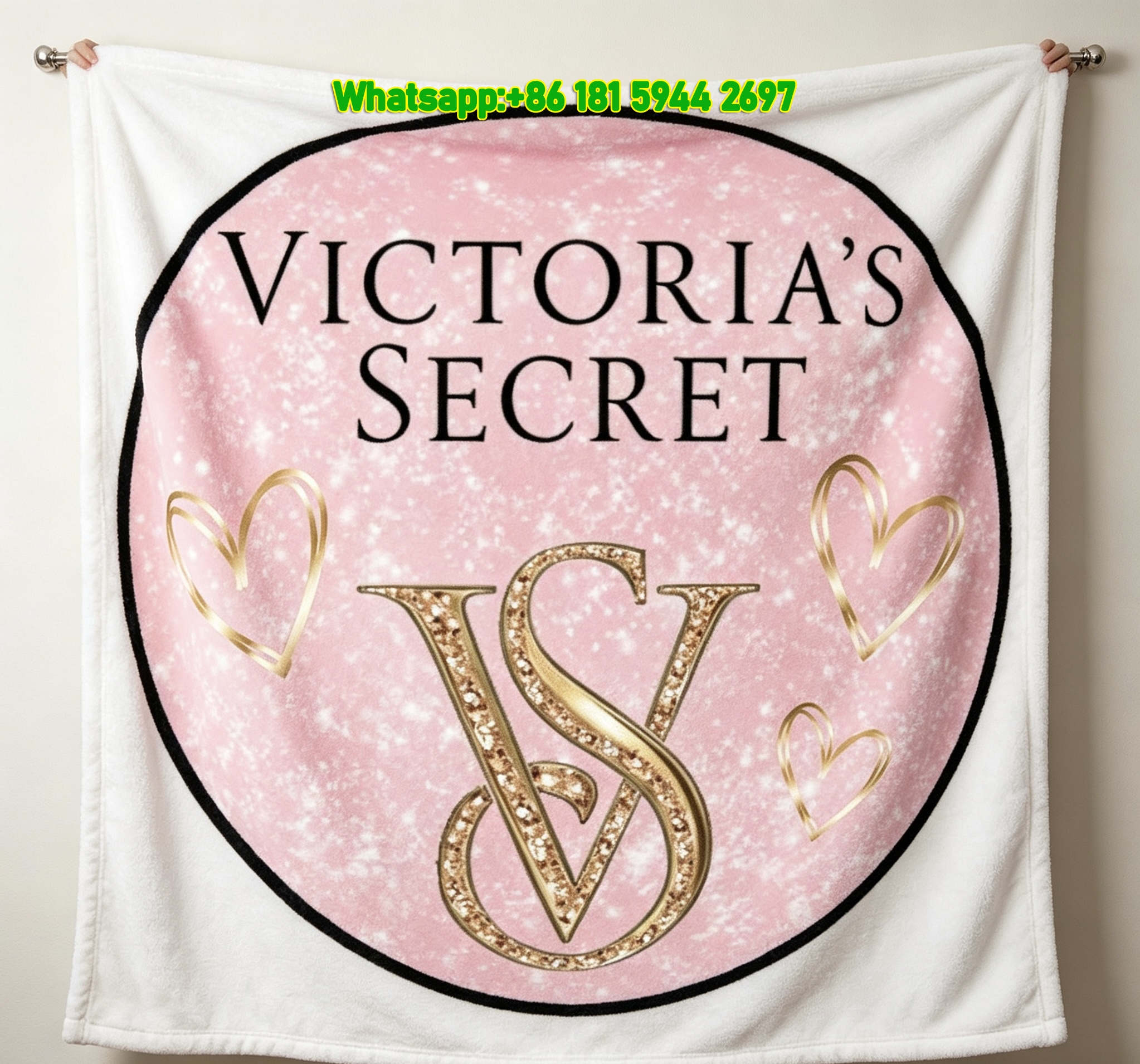 victoria's secret black pink flannel throw blanket for sofa V005